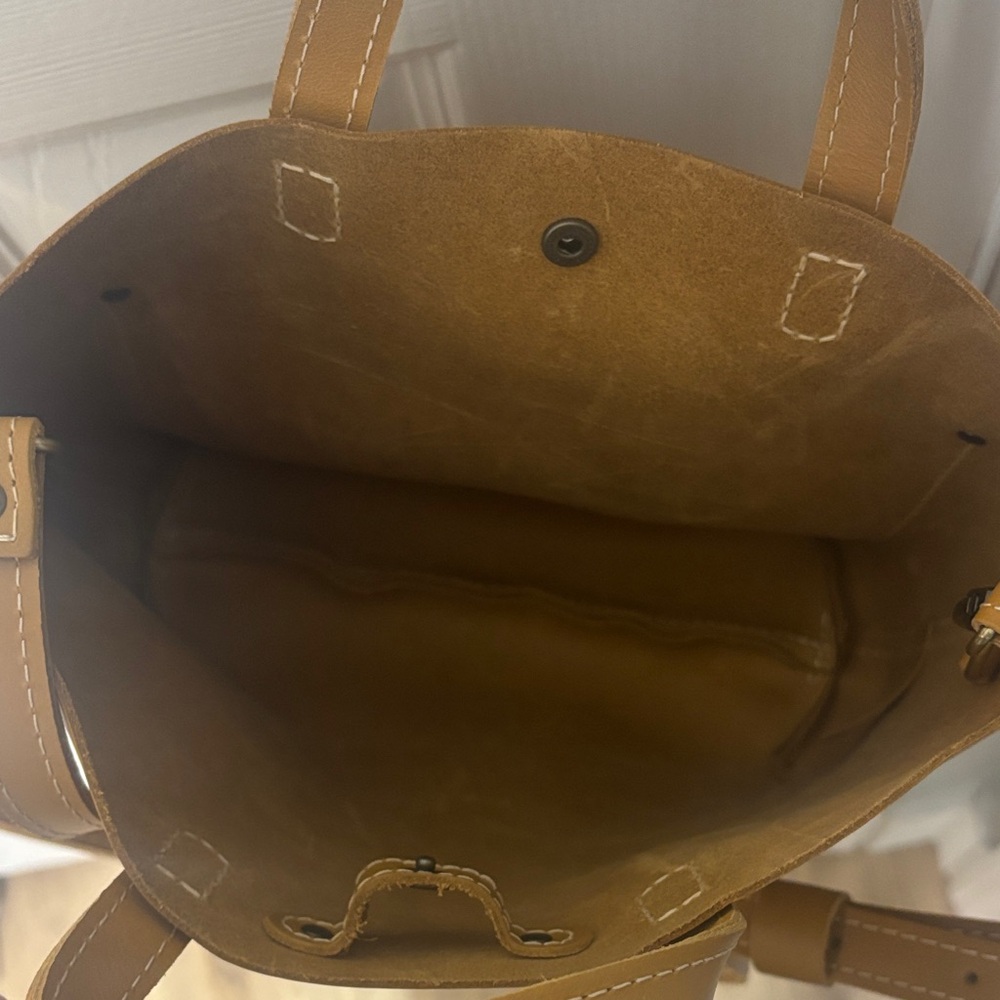 Portland Leather Mini Crossbody Tote Bag in Mango. NEW - Picture 3 of 7